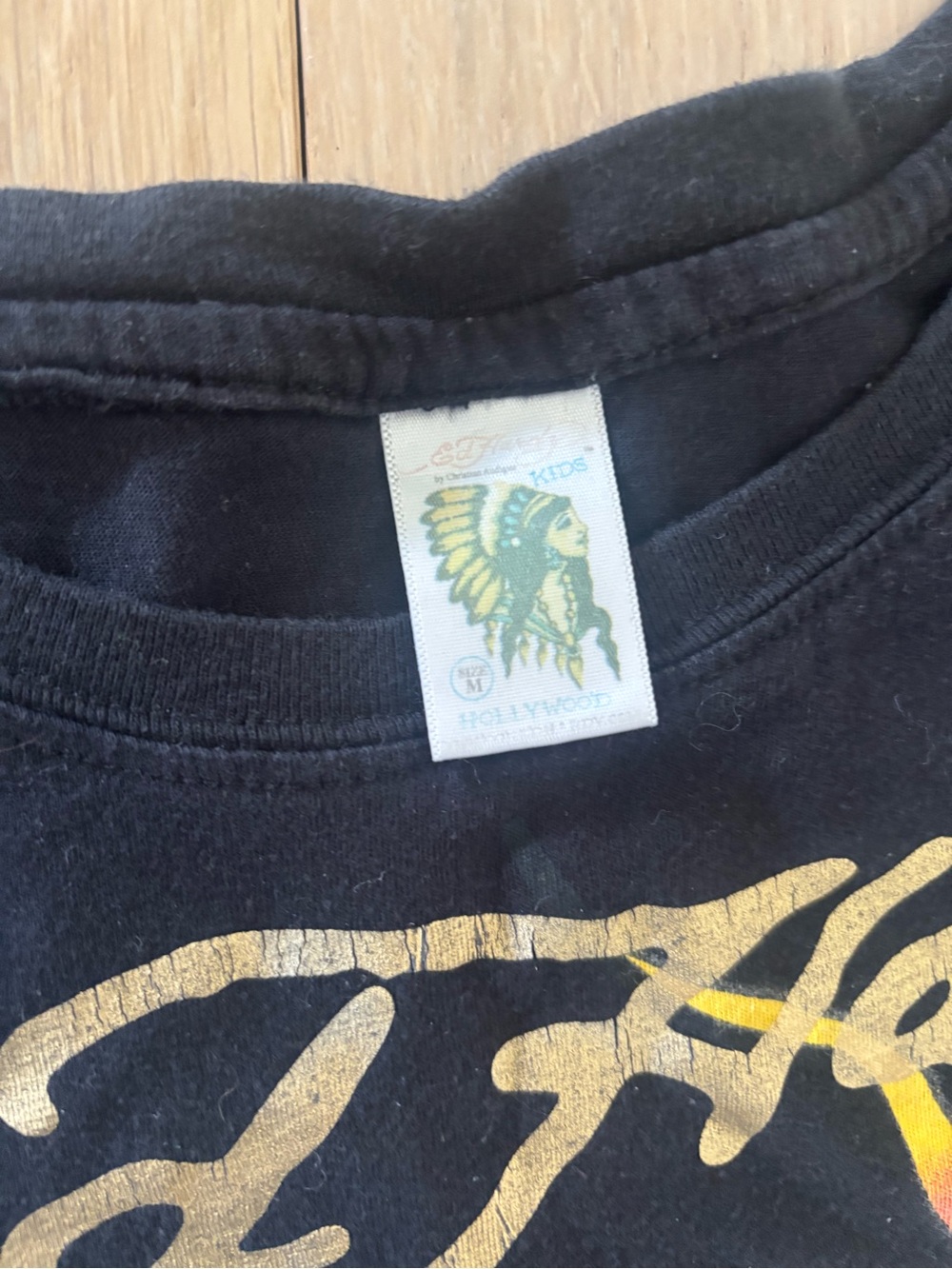 Ed Hardy Black Tee with Blue Rose and Pink Flames - Picture 3 of 3